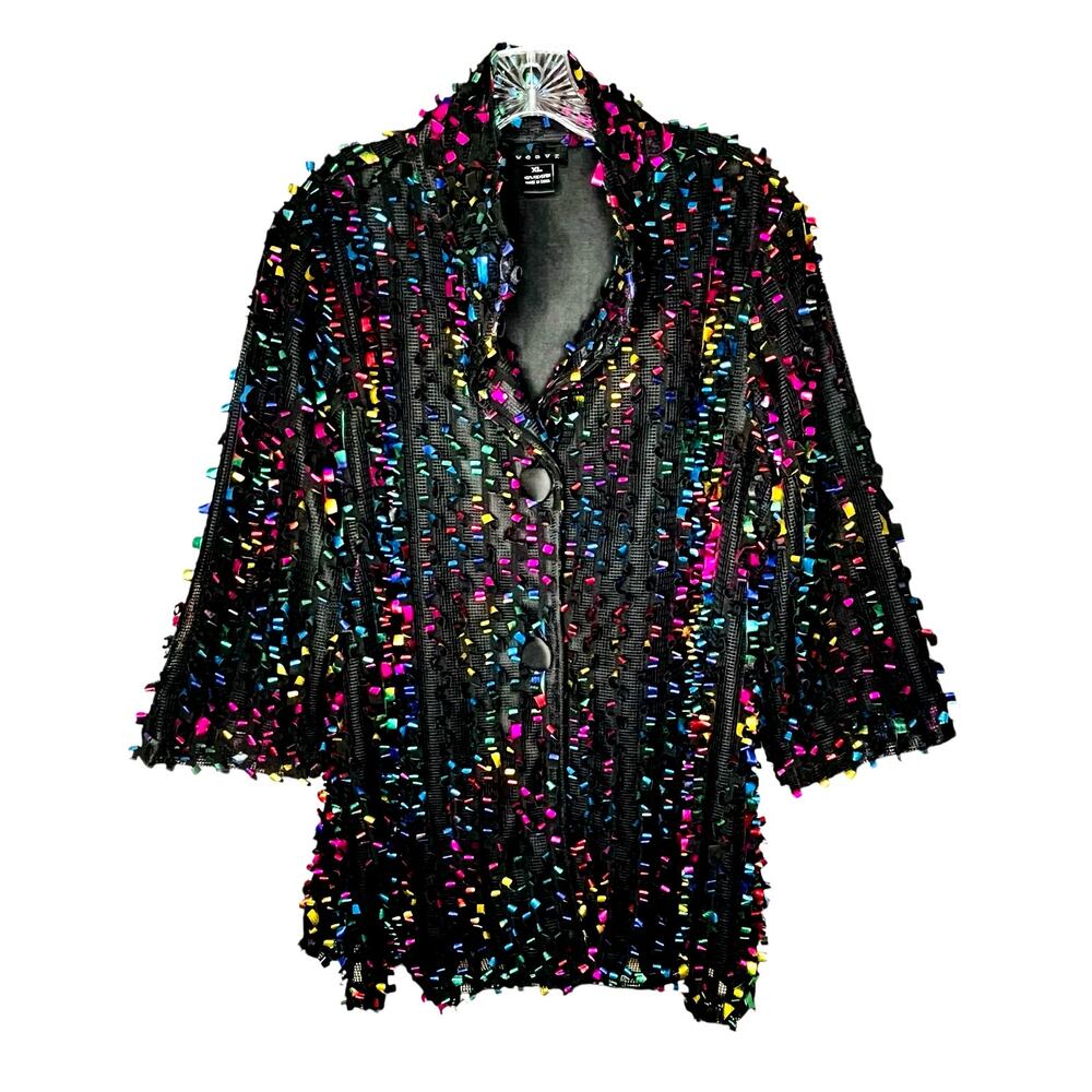 Vintage Weavz Rainbow Ribbon Jacket  Multicolor Blazer XL